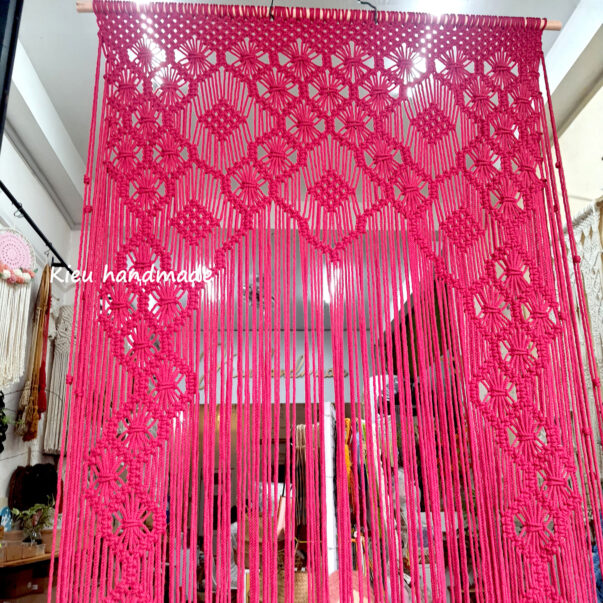 Rèm tổ ong thắt dây macrame