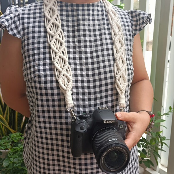 Dây đeo máy ảnh dành cho máy Fuji, Canon, Nikon, Sony.. - Macrame Camera Strap - Made by Kieu Handmade