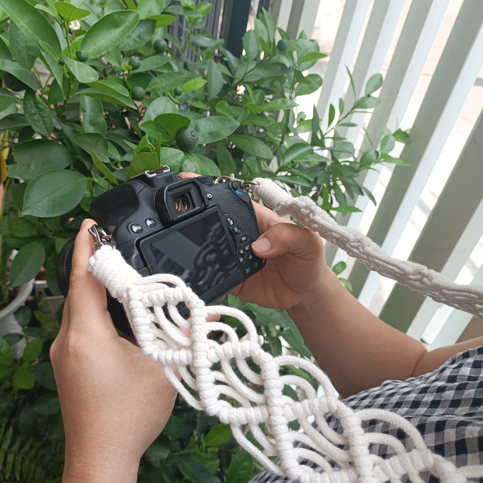 Dây đeo máy ảnh dành cho máy Fuji, Canon, Nikon, Sony.. - Macrame Camera Strap - Made by Kieu Handmade