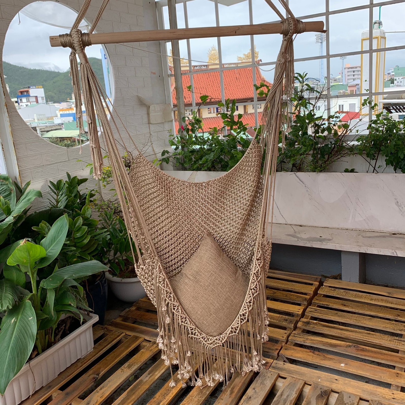 Xích đu Macrame treo trần có lưng tựa - 12 Màu - Ảnh 3