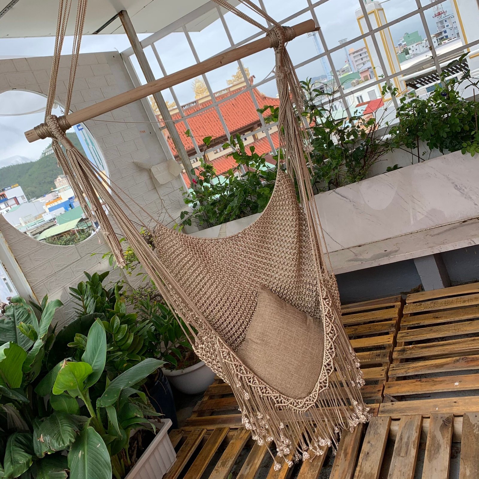 Xích đu Macrame treo trần có lưng tựa - 12 Màu - Ảnh 2