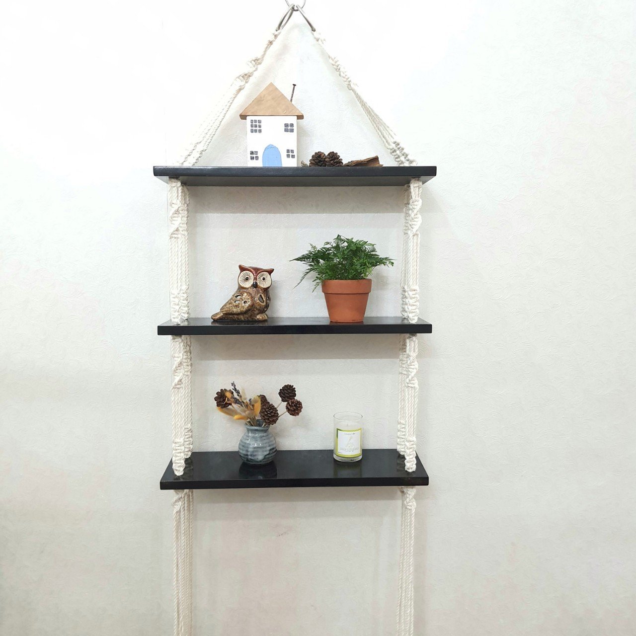 Kệ Gỗ Treo Tường Macrame- 3 Tầng - Ảnh 2
