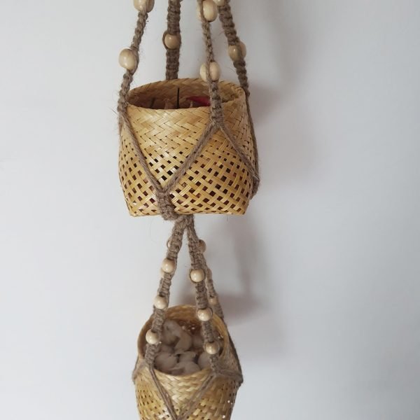 Set 2 giỏ treo gia vị nhà bếp phong cách boho - Ảnh 3