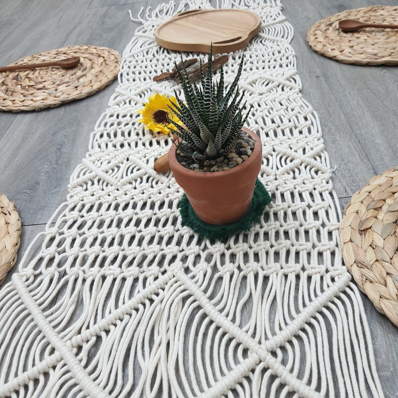 Khăn Trải Bàn Macrame Phong Cách Boho, Vintage 30x160cm - Ảnh 6