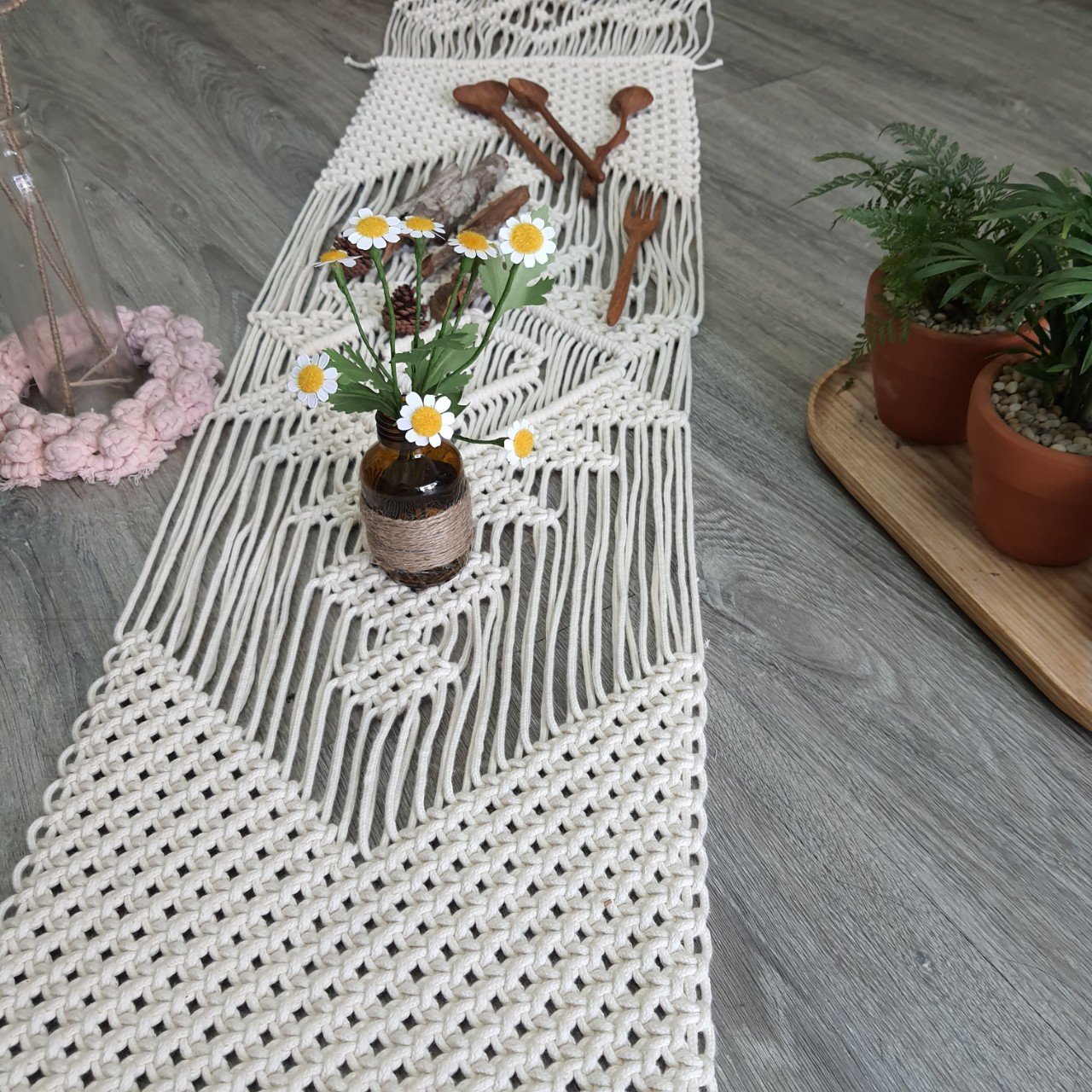 Khăn Trải Bàn Macrame Phong Cách Boho, Vintage 30x160cm - Ảnh 4
