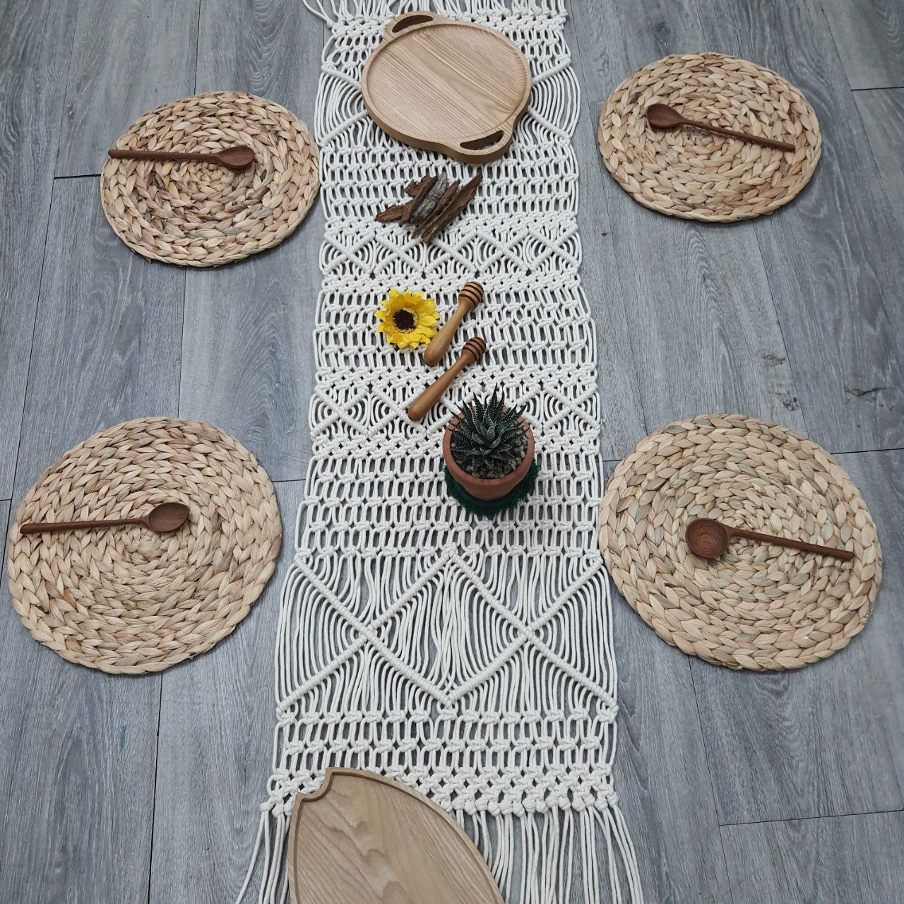 Khăn Trải Bàn Macrame Phong Cách Boho, Vintage 30x160cm - Ảnh 5