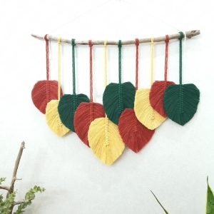 Rèm Macrame Lá Trang Trí Tường nhiều màu 65x50cm