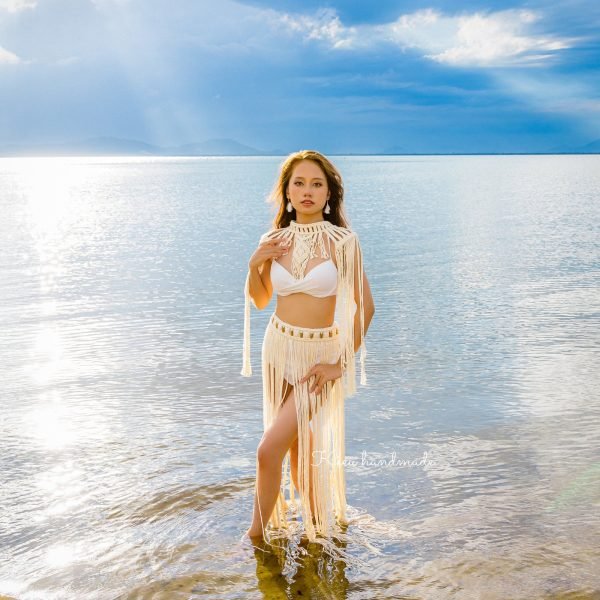 Váy chụp ảnh dã ngoại phong cách boho - Set đầm thắt dây macrame gợi cảm - Ảnh 6