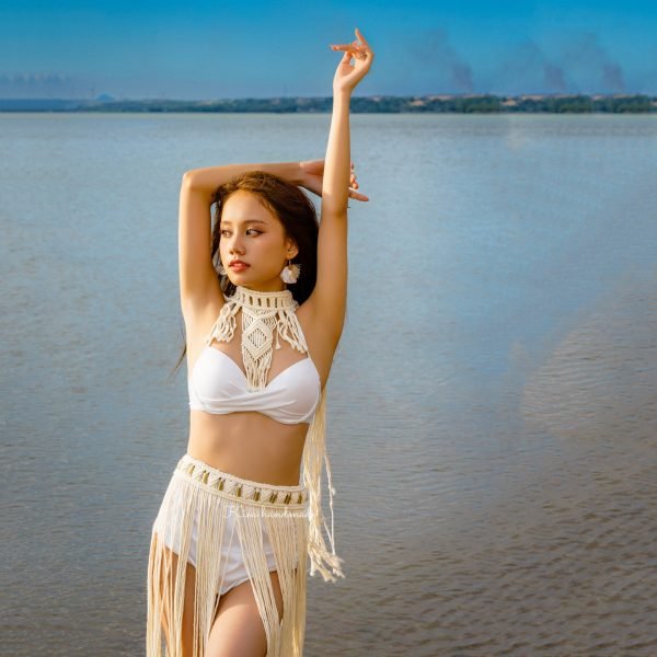 Váy chụp ảnh dã ngoại phong cách boho - Set đầm thắt dây macrame gợi cảm - Ảnh 5
