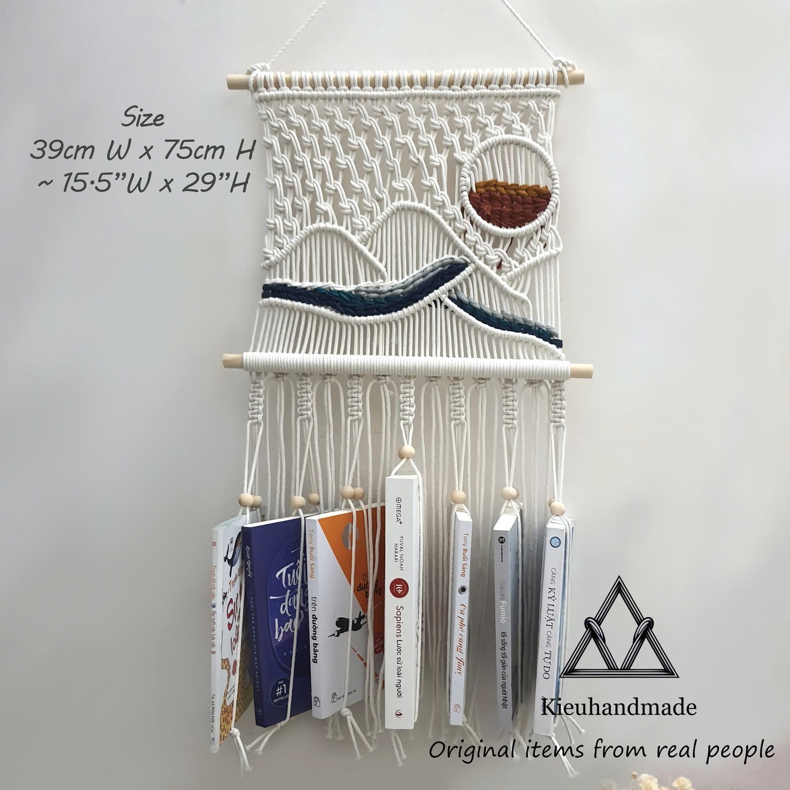 Giá sách treo tường Macrame
