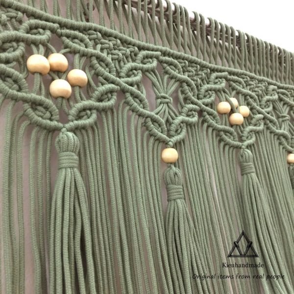 Rèm Cửa Sổ Kết Hợp Hạt Gỗ Chống Nắng Đẹp Thắt Bằng Dây Thừng Macrame - Ảnh 9