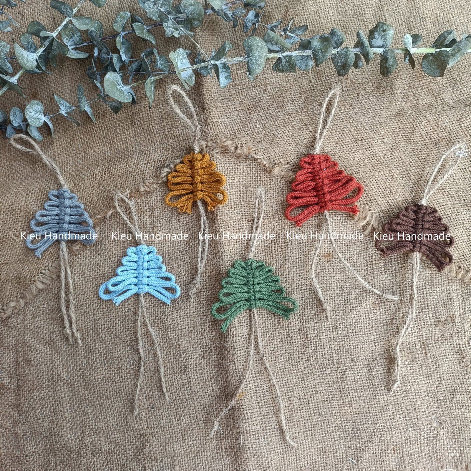 Cây thông macrame mini trang trí noel.Móc khoá macrame hình cây thông,quà tặng noel - Ảnh 7