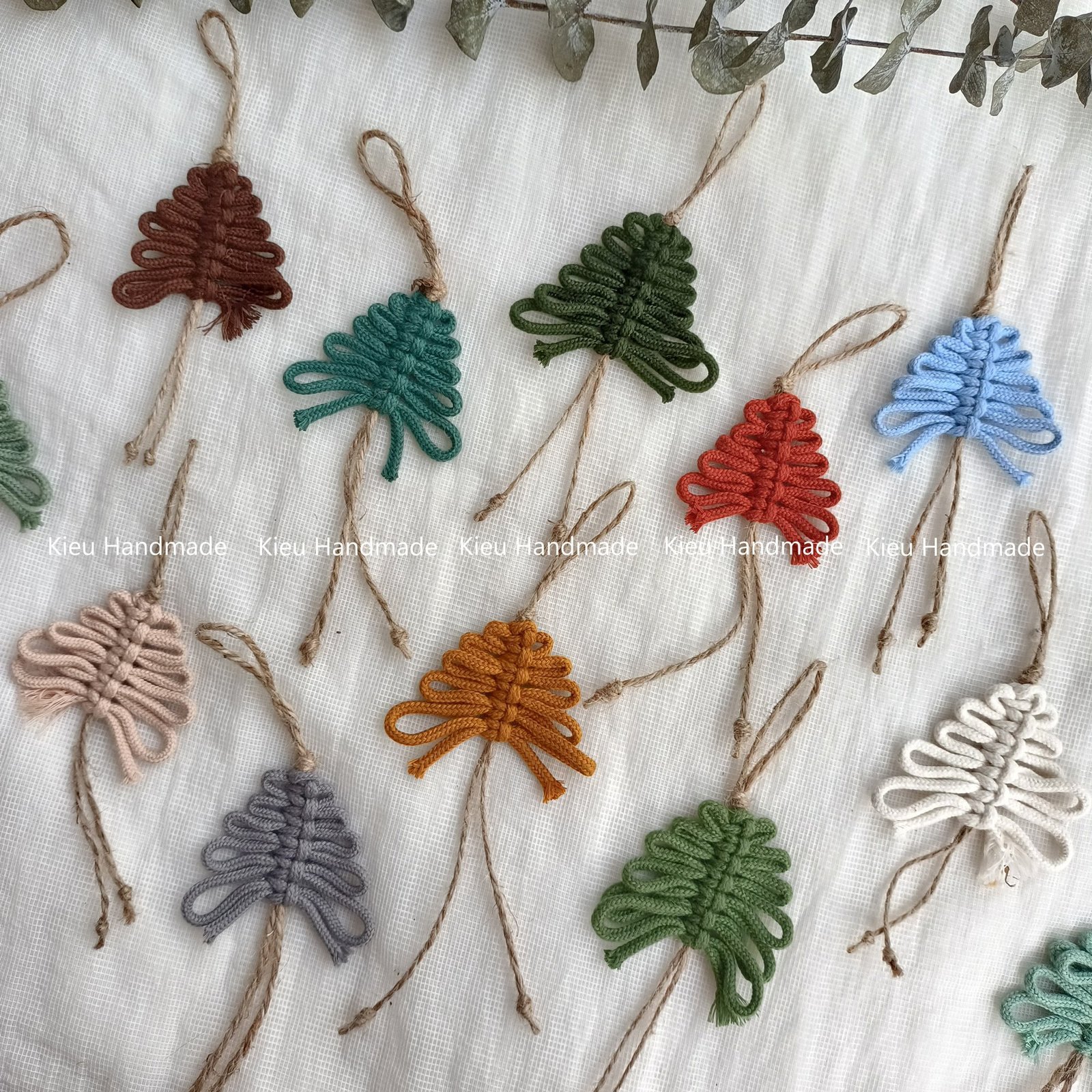 Cây thông macrame mini trang trí noel.Móc khoá macrame hình cây thông,quà tặng noel - Ảnh 11
