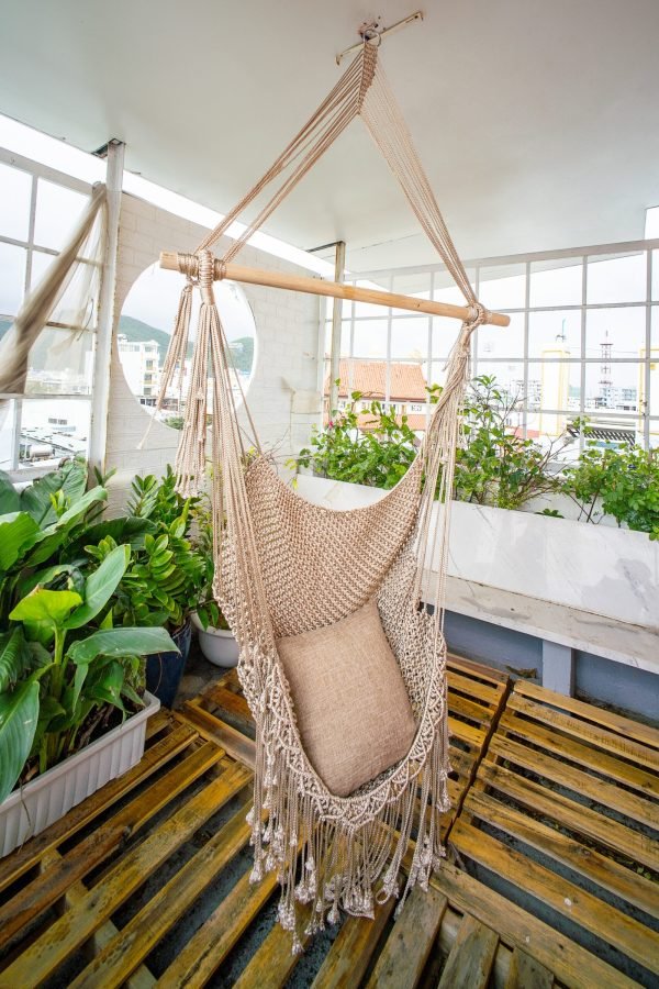 Xích đu Macrame treo trần có lưng tựa - 12 Màu