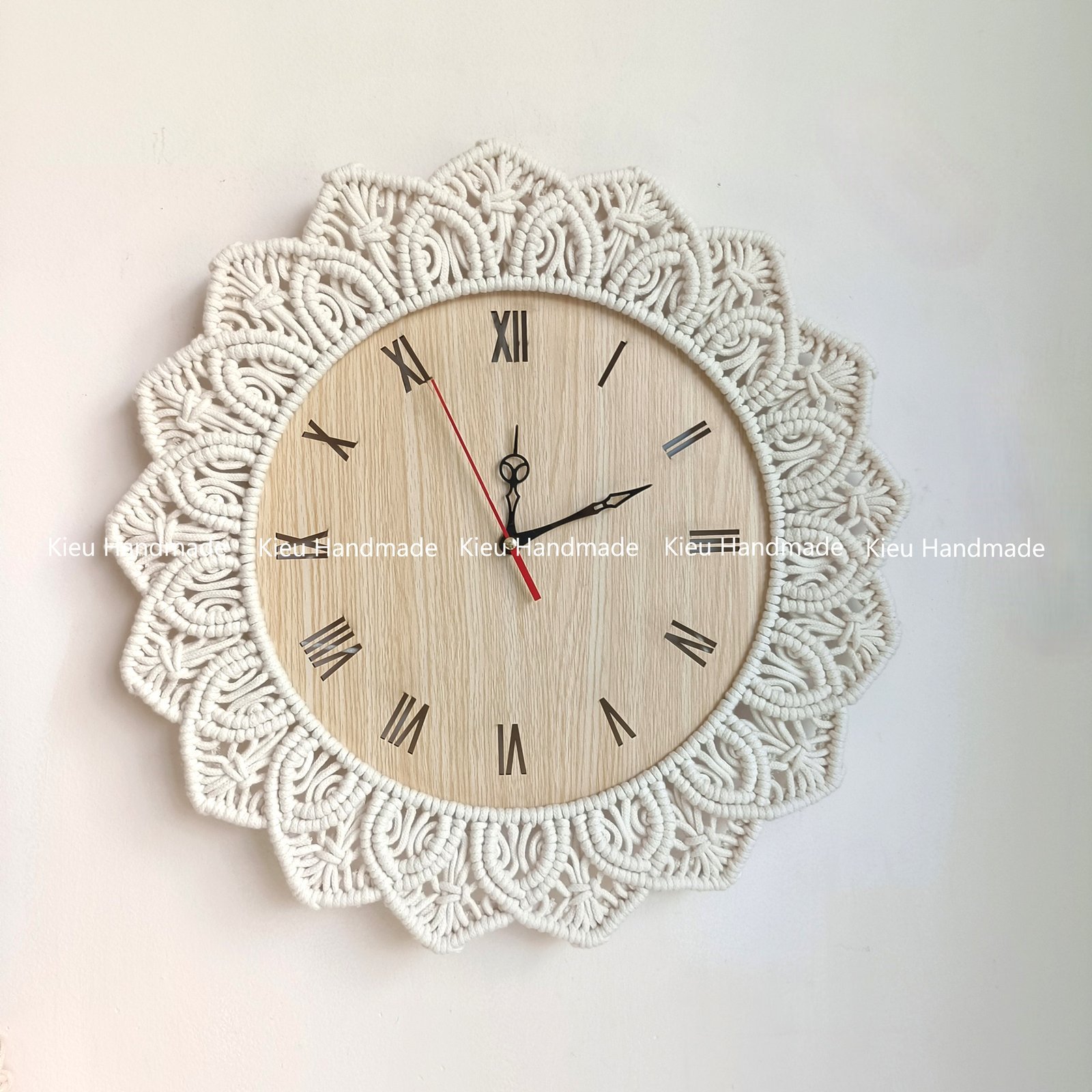 Đồng hồ treo tường thắt dây macrame - Ảnh 5
