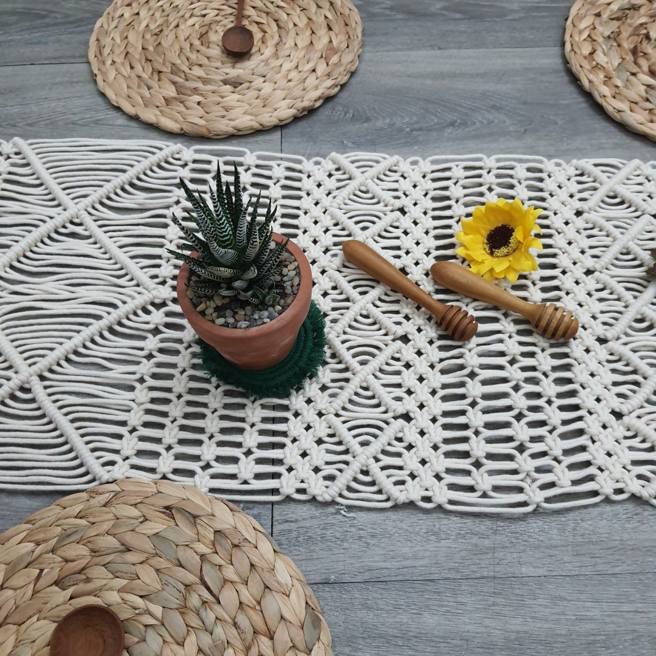 Khăn Trải Bàn Macrame Phong Cách Boho, Vintage 30x160cm - Ảnh 7