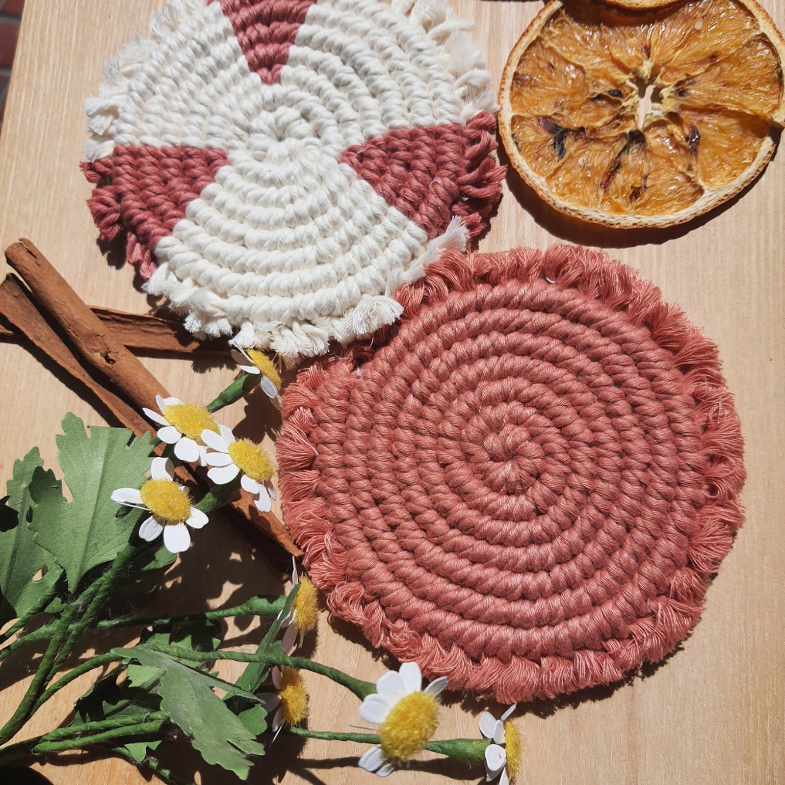 Lót ly macrame - Mẫu Tròn - Ảnh 9