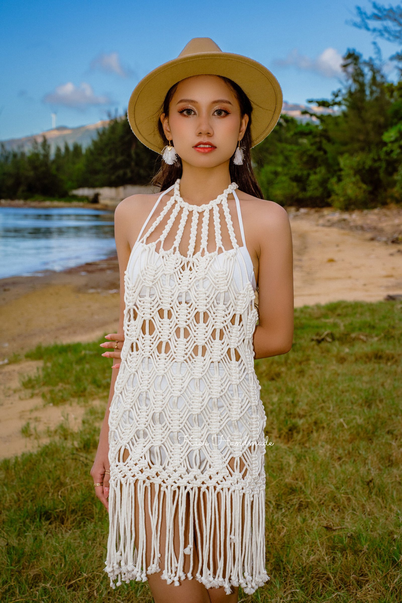 Đầm thắt dây macrame ngắn dự tiệc bãi biển 2023 - Ảnh 2