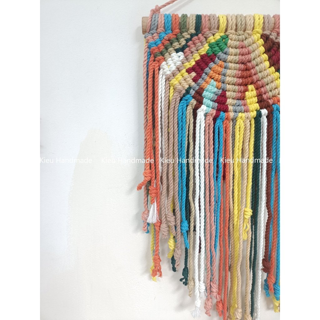 Mành macrame treo tường nhiều màu boho - Ảnh 3